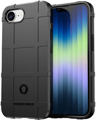 MobyDefend Hoesje - Geschikt voor iPhone 16e / iPhone 17e - Rugged Shield TPU Backcover - Zwart
