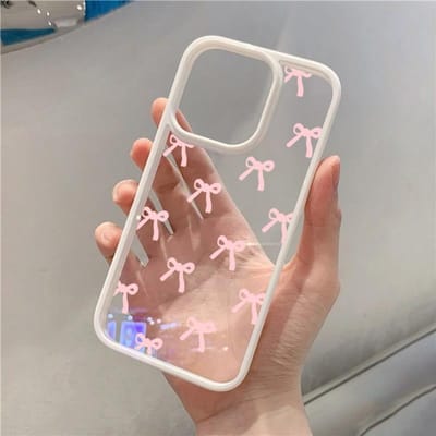 Modieus Rood Roze Strik Telefoonhoesje Voor iPhone 15 16 Pro Max Plus 16E 14 13 12 11 Pro Max XR X XS Max 7 8 Plus SE Transparante Hoes For iPhone 13