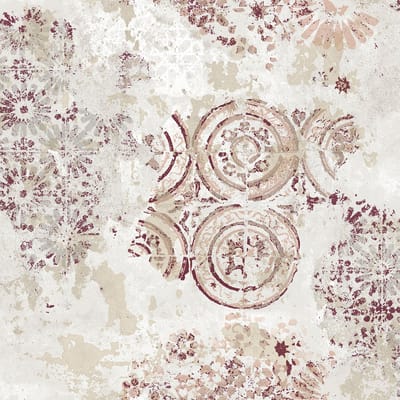 Behang boho cirkel en bloemen stempels - Behang - Wandbekleding - Wallpaper - Vliesbehang - Zero - 0,53 x 10,05 M.