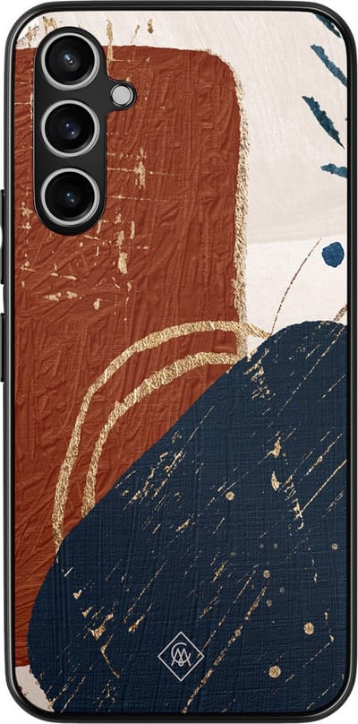 Casimoda® hoesje - Geschikt voor Samsung Galaxy A15 - Abstract Terracotta - Zwart TPU Backcover - Geometrisch patroon - Multi