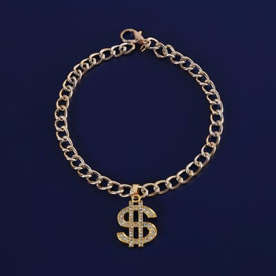 Collier pour animal de compagnie, Collier avec pendentif dollar en métal, Non chargé, Sans batterie, Accessoires pour animaux de compagnie S black