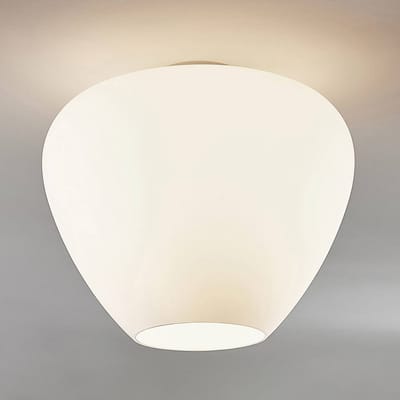 Lindby - plafondlamp - 1licht - glas, metaal - H: 33.5 cm - E27 - wit, chroom