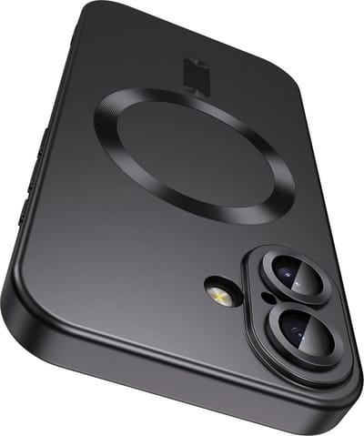 AziLine Magnetische Premium Zwart Hoes voor iPhone 16 – Stijlvolle Bescherming met Ingebouwde MagSafe en Camera Lens Bescherming Geschikt voor Apple iPhone 16