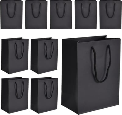 Cadeauzakjes - Papieren zakken - Herbruikbaar - 18 x 10 x 23 cm - Kraftpapier - Bakken - Merchandise - Winkeltas - Verjaardag - Bruiloft - Kerst - Zwart