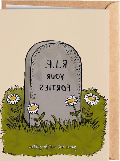 Verjaardagskaart 50 jaar - Grappige Bday kaart - Feestelijke felicitatie - BLANK BINNENKANT - 5x7 inch - Wit