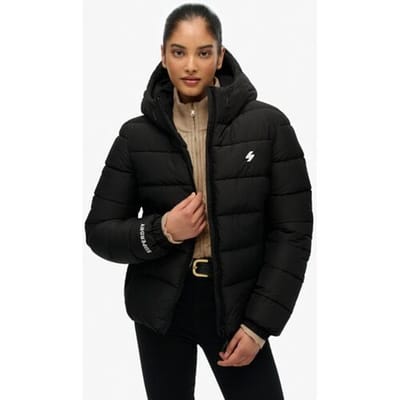 Superdry Hooded Spirit Sports Pufferjas Black Grootte: 44