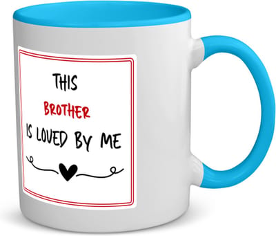 Akyol - this brother is loved by me koffiemok - theemok - blauw - Broer - iemand die houdt van zijn broer - verjaardag - cadeautje voor broer - broer artikelen - kado - geschenk - 350 ML inhoud