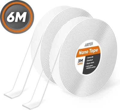 JUST23 Nano Tape - 6 Meter - Dubbelzijdig Plakband Extra Sterk - Herbruikbaar - Plakken Zonder Boren - Dubbelzijdige tape