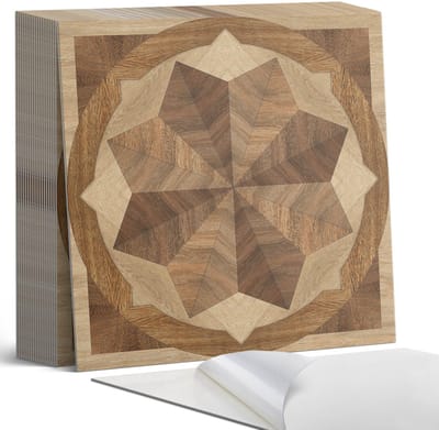 Coloray Plaktegels - Meerlagig geometrisch patroon Zelfklevende Tegels - 20 cm x 20 cm - Bruin Plaktegels - 20 stuks - Vierkant PVC Tegels - Plaktegels Badkamer - Plaktegels Vloer - Vinyl Tegels Zelfklevend - Wandtegel Zelfklevend