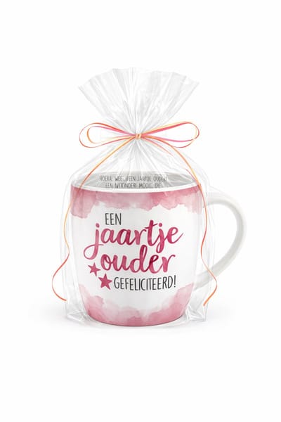 Mok - Koffie - Cadeau - Traktatie - Gefeliciteerd - Proficiat - Jarig - Keramiek - Jaartje ouder - Toffeemix - "Speciaal voor jou"