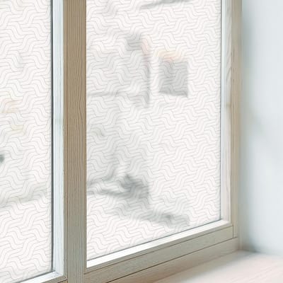 Coloray Privacy Folie Raam - Golvende lijnen Anti inkijk Raamfolie Glas in Lood - 200x116 cm - Wit Melkglas Folie - Zonwerende Raamfolie - Voor de slaapkamer, woonkamer en kantoor - Privacy Folie Raam Glas in Lood
