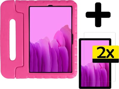Hoes - Geschikt voor Samsung Galaxy Tab A7 (2020) - Met 2x Screenprotector - Kinderhoes Shockproof Bumper - Kidsproof Case - Tablet Hoesje - Kinder Cover - Roze