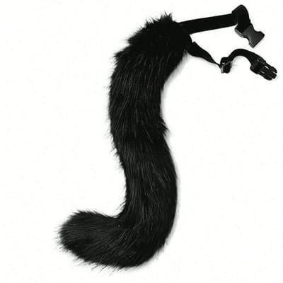 Halloween Cosplay Vossenstaart Kan Gebogen en Verstelbaar Zijn, Dierlijke Staart Accessoire, Feest Accessoire A zwart
