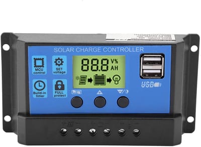 Solidchoice - Dailygoody Solar Charger - 12V 24V - Solar Charge Controller met LCD Display - Grijs - Dual USB - Efficiënte energieoplossing voor zonnepanelen ...