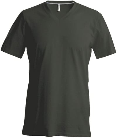 Kariban Heren Korte Mouw V Hals Slim Fit T-Shirt (Grijs)