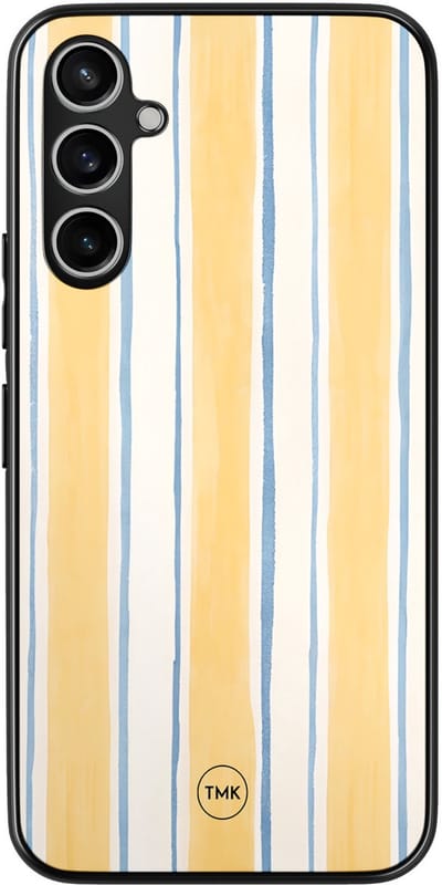 Hoesje geschikt voor Samsung Galaxy A54 - Gestreept geel - Geel - TPU case - - Hardcase zwart telefoonhoesje