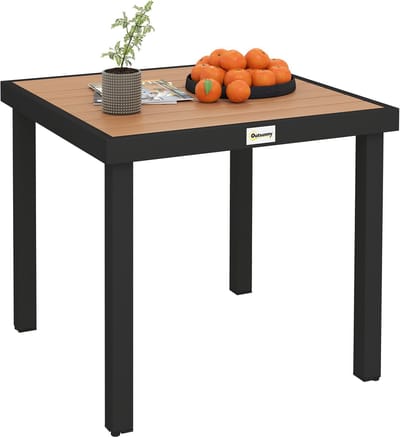 Killogood Tuintafel kunststof 78 x 78 x 74 cm weersbestendig aluminium frame - buffettafel kampeertafel voor 4 personen balkontafel terrastafel buiteneettafel voor tuin - terras balkon zwart