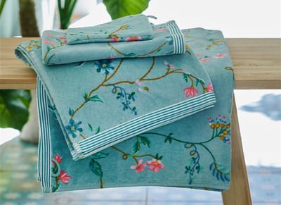 PIP Studio badgoed Les Fleurs blauw - handdoek 55x100 cm