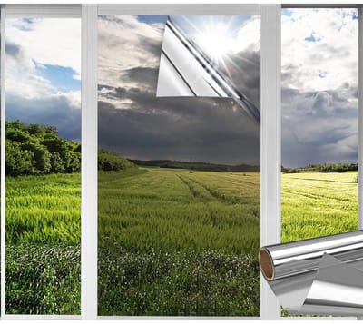 GELLDG Spiegelfolie - Zelfklevende raamfolie voor privacy - Warmte-isolerende reflecterende dakraamfolie - Zonwerende folie - Geschikt voor thuis, winkel, kantoor, binnen- en buiten-UV-bescherming - 45 cm * 400 cm
