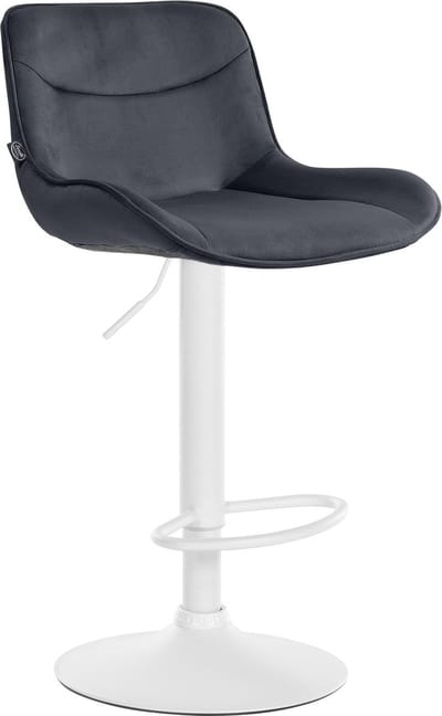 CLP Vonore Barkruk - Met rugleuning - Met voetensteun - Verstelbaar - Metalen frame - Velvet - Fluweel - wit/zwart