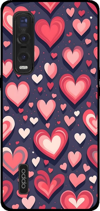 Smartphonica Telefoonhoesje Geschikt voor Oppo Find X2 Pro met Hartjes Opdruk - TPU Backcover Case With Heart Design geschikt voor Oppo Find X2 Pro
