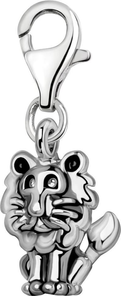 Quiges – Charm – Hanger - 3D Horoscoop Leeuw - Verzilverd - karabijnslot - geschikt - voor - Bedelarmband - QHC165
