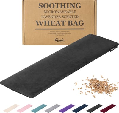 Qomfor Pittenzak met Zachte Fleece Hoes - Langwerpig 48 x 15 cm- Graan & Lavendel Gevuld - Zwart