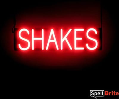 SHAKES - Lichtreclame Neon LED bord verlicht | SpellBrite | 61 x 16 cm | 6 Dimstanden - 8 Lichtanimaties | Reclamebord neon verlichting