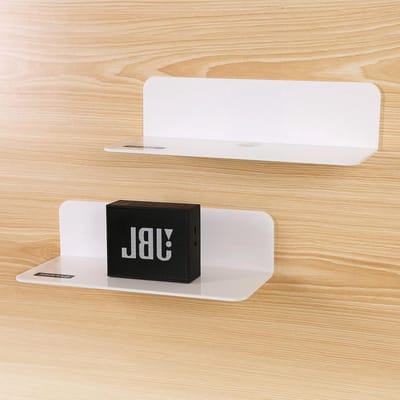 Zwevende witte wandplanken set van 2 - eenvoudig wandruimte uitbreiden - Acryl kleine plank voor slaapkamer badkamer keuken - woonkamer kantoor speelkamer - met kabelclips Opbergrek