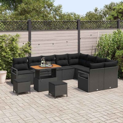 vidaXL - Tuinbank - Set - 12 - st - 11-Aantal - zitplaatsen - Zwart