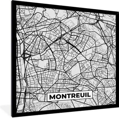 Fotolijst incl. Poster - Plattegrond - Kaart - Stadskaart - Frankrijk - Montreuil - 40x40 cm - Posterlijst