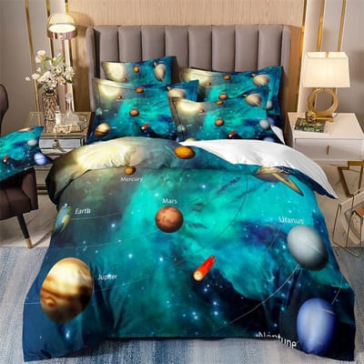 Sterrenhemel Beddengoed Set Voor Jongens, Dekbedovertrek En Kussenslopen, Dubbele Dekbedovertrek Set, Luxe Beddengoed Set, Melkweg, 135x200 Paars EU single(135x200cm)