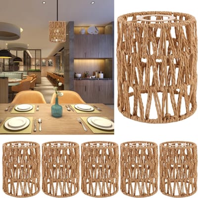Unyqoos® Set van 6 Boho Stijl Rotan Lampenkappen voor Diverse Lampen