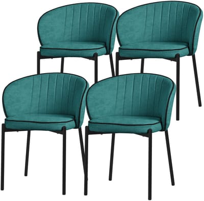 Set van 4 eetkamerstoelen met rugleuning & armleuning benzine met metalen poten tot 120 kg ML-Design