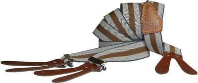 Pierre Mouton - Bretel - Volwassenen - Heren - Chevron - Bretel - met Leertjes - Bruin - 120cm - 35mm - M - L