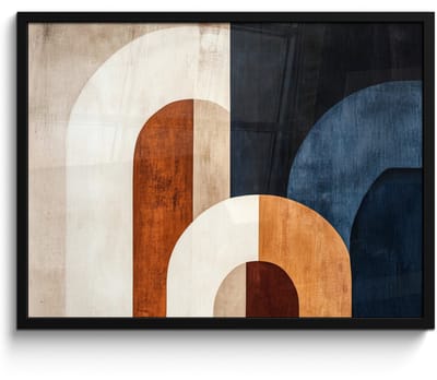Poster in lijst - Fotolijst 70x50 cm - Posters - Abstract - Vormen - Donkerblauw - Posterlijst zwart - Decoratie - Wanddecoratie woonkamer - Muurdecoratie slaapkamer