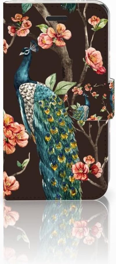 Samsung Galaxy Xcover 3 | Xcover 3 VE Telefoonhoesje met Pasjes Pauw met Bloemen