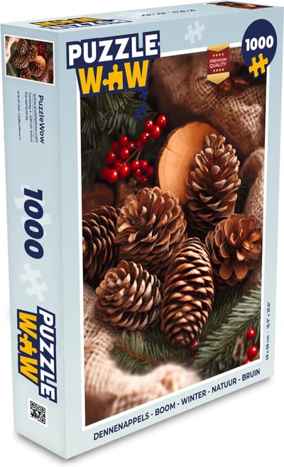 Puzzel Dennenappels - Boom - Winter - Natuur - Bruin - Legpuzzel - Puzzel 1000 stukjes volwassenen - Kerstpuzzel - Kerstpuzzels - Kerst - Cadeau - Kerstcadeau voor mannen, vrouwen en kinderen