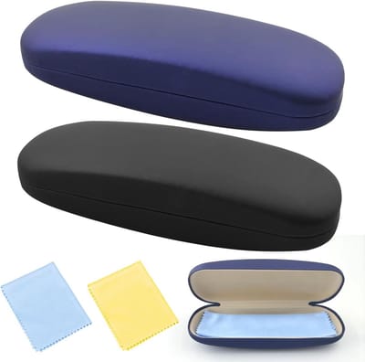 Brillenkokers Hardcase - 2 Stuks Krasbestendig PU-leer met Poetsdoek - Draagbare Etui voor Zonnebril en Leesbril