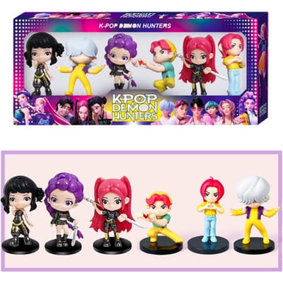 6 stuks/Set Kpop Demon Hunters Actiefiguur Speelgoed Met Doos Derpys Tijger Rumi Mira Zoey Sussy Figuur Poppen Voor Kerstcadeaus pink