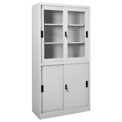 vidaXL - Kantoorkast - met - schuifdeuren - 90x40x180 - cm - staal - lichtgrijs