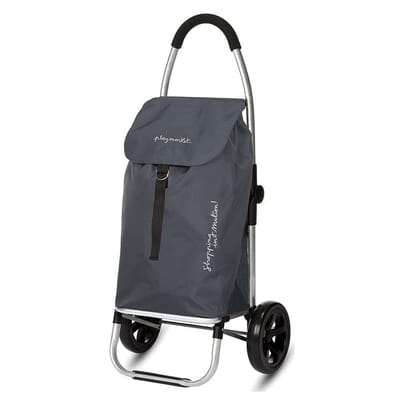 Playmarket Boodschappentrolley Go Two Grijs 2 wielen - 37 L Inhoud - inklapbaar