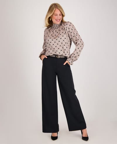 Je m'appelle Travelstof Dames Broek Straight fit Met stretch - Zwart - Maat S