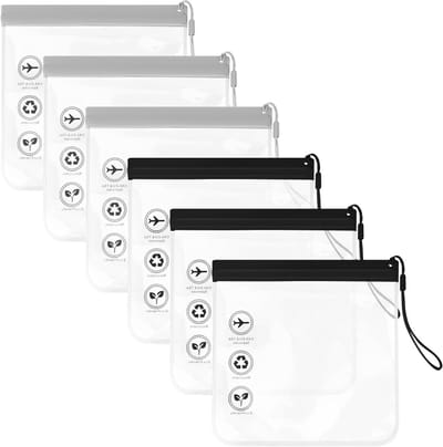 Transparante ziplock zakjes voor vloeistoffen in het vliegtuig - 6 stuks, 20x20 cm, handig en stijlvol voor reizen