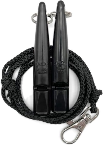 Hondenfluitje nr. 2115 met fluitband - In dubbelverpakking - 2 fluitjes inclusief 2 banden - Ideaal voor het terugbellen - luid en verreikend (zwart + zwart)