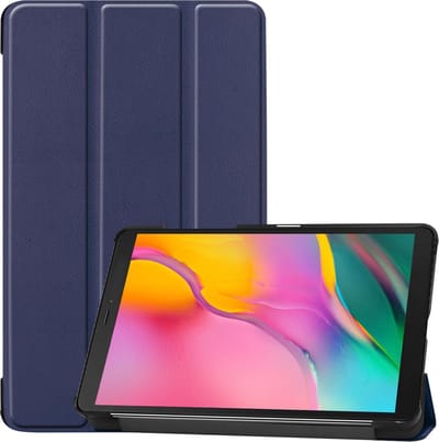 Hoes - Geschikt voor Samsung Galaxy Tab A 8.0 (2019) - Dun & Stevig - Trifold Bookcase - Hard Cover - Hardcover Book Case - Tablet Hoesje - Donkerblauw