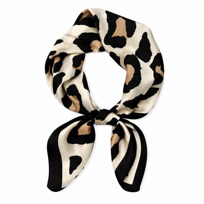 Dames Haarsjaal - Neksjaal - Vierkant 70x70 cm - Luipaardprint Ivoor Camel - Feestelijke sjaal - Leopardprint - Panterprint