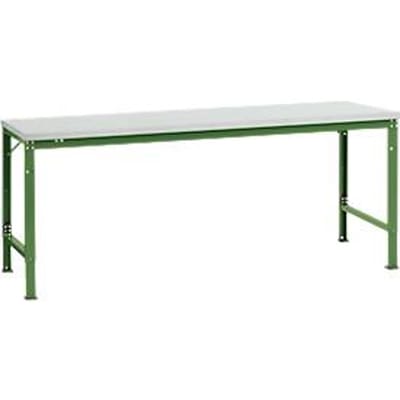 Manuflex basistafel UNIVERSAL Speciaal, 2000 x 1000 mm, melamine lichtgrijs, resedagroen