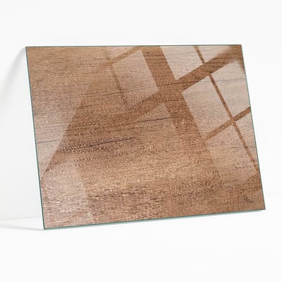 Wallfluent - Natuurlijk Houtpatroon Glazen Plaat - 100 x 70 cm - Bruin Glasplaat Tafel - Rechthoekig Tafelblad Glas - Gehard Glas - Glazen Tafelblad Geschikt voor de Keukentafel