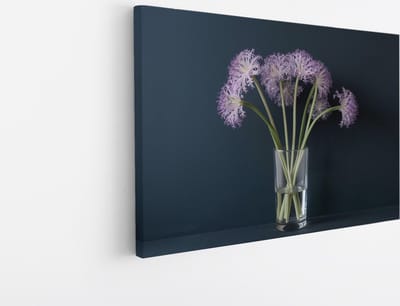 Saammp Canvas Schilderij - Paarse Bloemen in Vaasje - Natuur - Abstract - 30x20 - Foto op canvas - Wanddecoratie - Muurdecoratie Woonkamer - Kantoor Decoratie